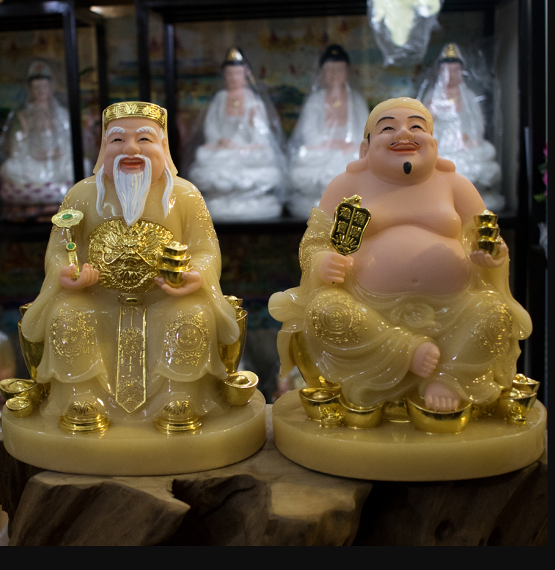 Tượng Thần Tài Thổ Địa bột đá xi vàng 24k